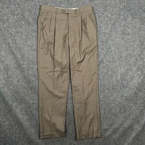 Guabello One Fifty Evo Men's Dress Pants 35 Brown 100% Virgin Wool Stretch Waist